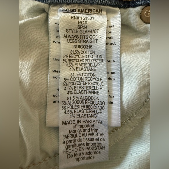 Good American Always Fits Indigo Straight Leg Jeans. Size 6-12. - Picture 5 of 16